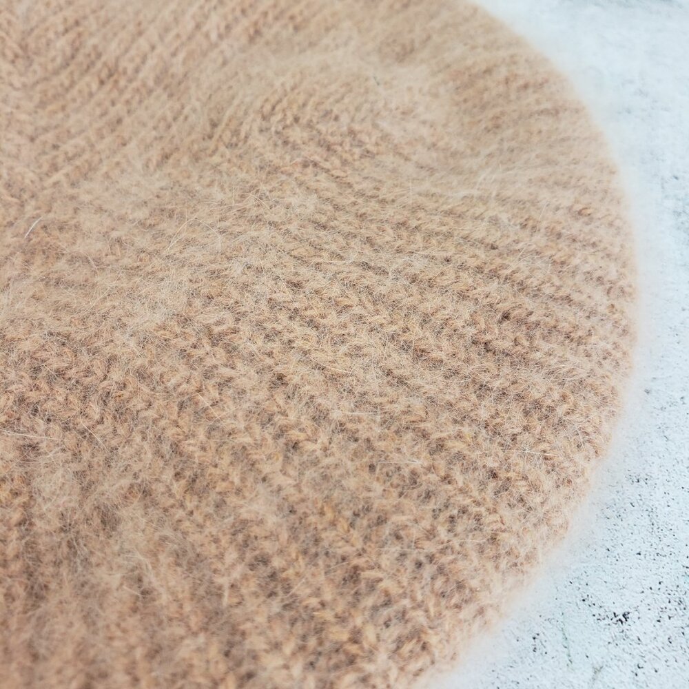 ARIS Beret Hat Angora Wool Knit Beige Neutral Minimalist Retro - Picture 7 of 7